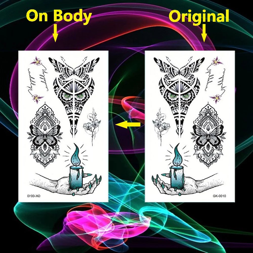 Светящаяся свеча богемная Водонепроницаемая временная татуировка наклейка бохо