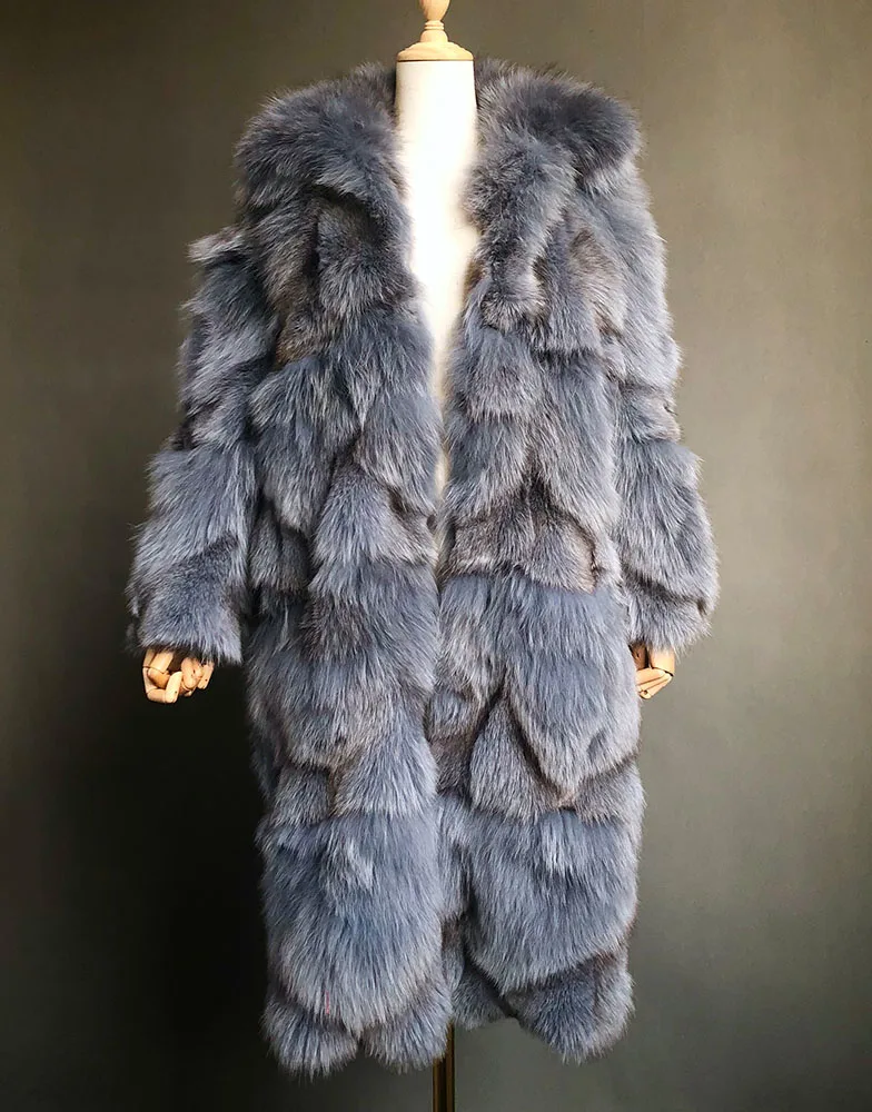 Royal Blue Шуба из натурального Лисьего меха женская зимняя куртка из натурального меха Верхняя одежда Пальто Короткое из натурального Лисьего меха шуба из натурального Лисьего меха s для женщин - Color: Royal Blue