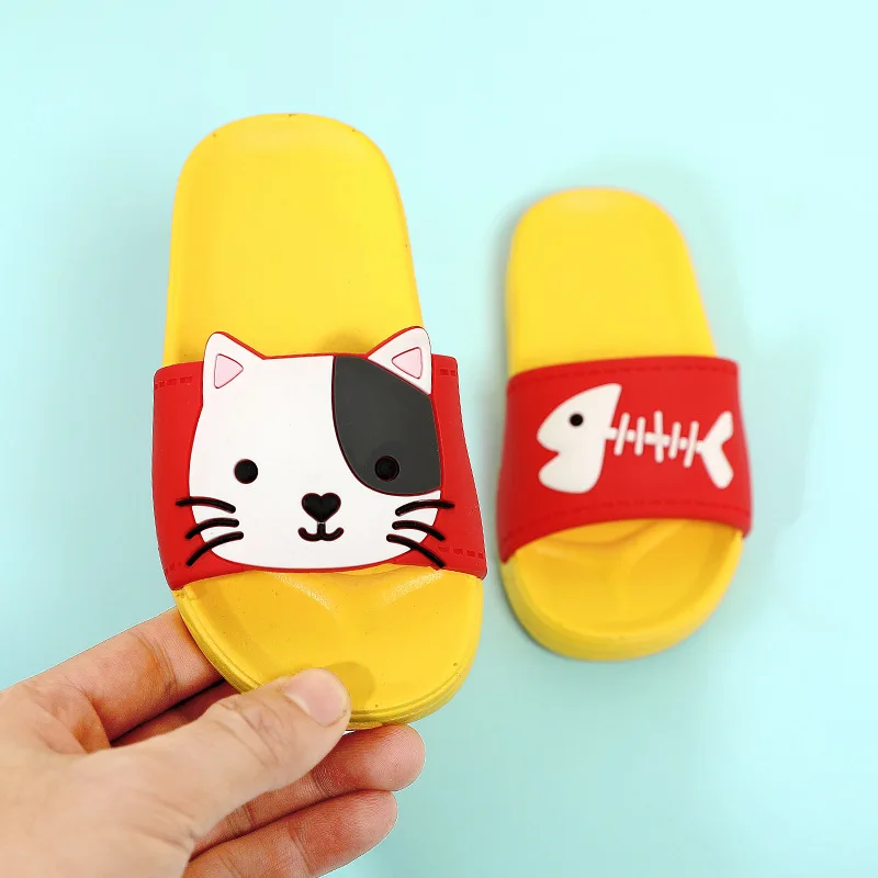 Тапочки детские с рисунком рыбьих костей нескользящая Мягкая подошва домашняя