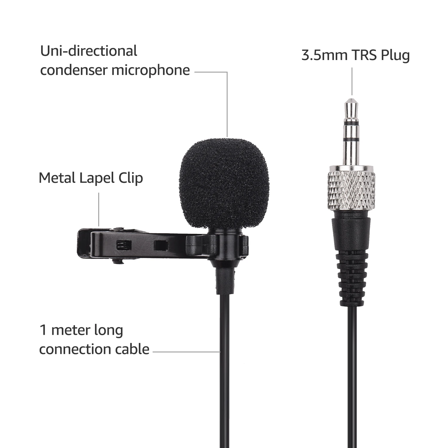 ACEMIC M21 с сумкой для переноски совместимый с sony D11 D12 клип-на конденсаторный петличный микрофон Микрофон 3,5 мм разъем TRS 1 м кабель