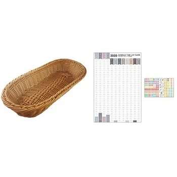

1Pcs Oval Wicker Woven Basket Bread Basket Serving Basket,14Inch & 1Pcs 365 Days Paper Wall Calendar Daily Planner Notes