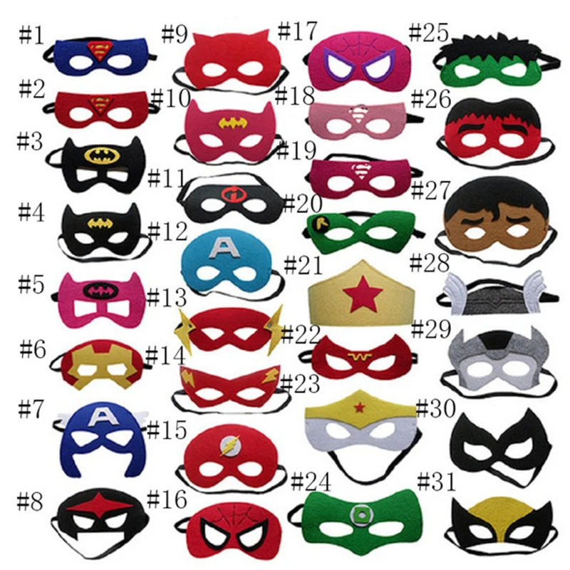 

Superhero Mask Cosplay Superman Batman Spider-Man Hulk Raytheon Iron Man Princess Halloween Christmas Children Party Mask