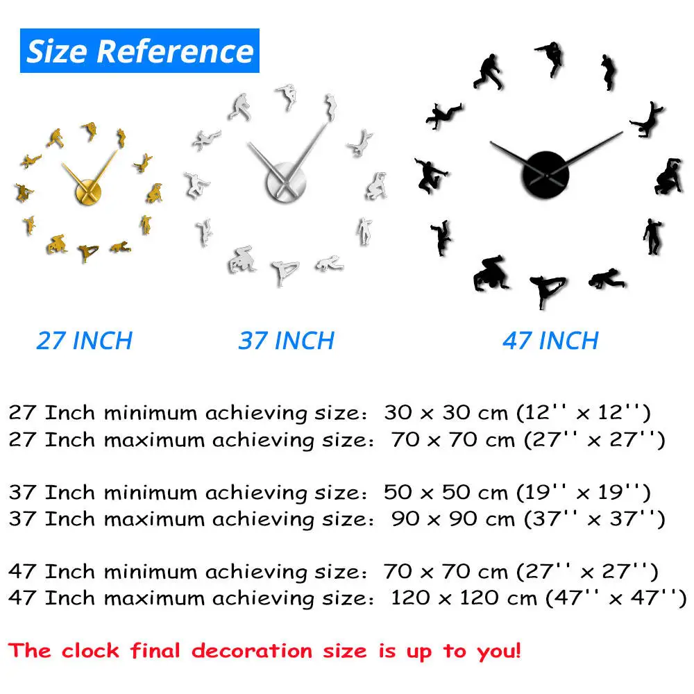 Хип-хоп танцоры силуэт настенные художественные наклейки DIY настенные часы современный брейк уличный танец танцы студия Декор немой часы