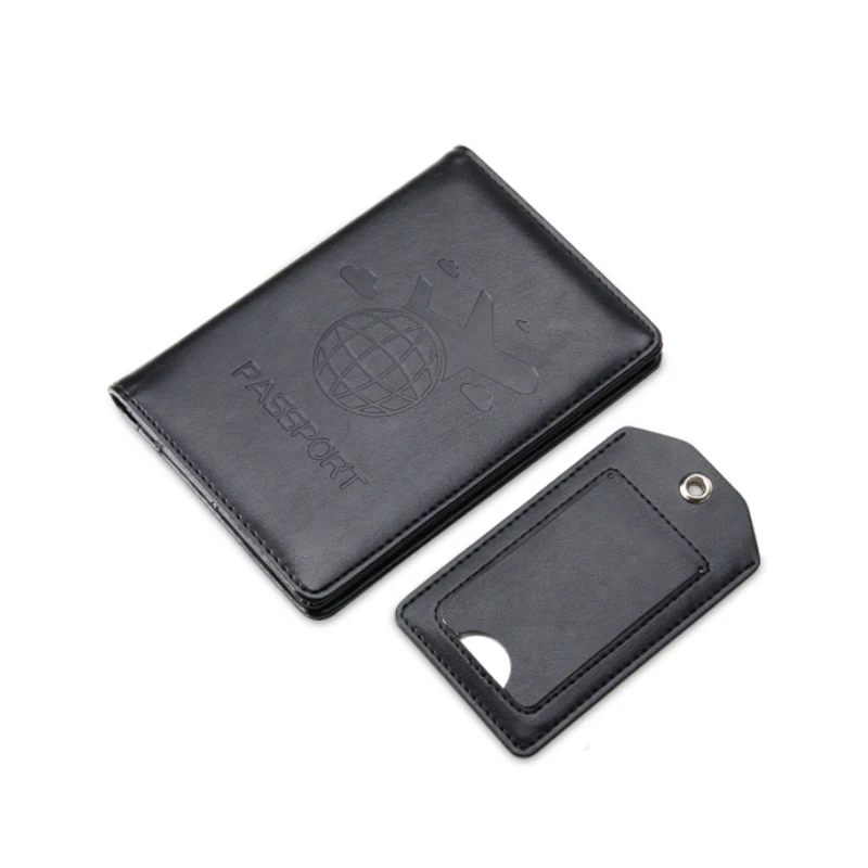 Black С отделением для паспорта, дорожный набор метки RFID Блокировка путешествия ID карты кожаный чехол-бумажник с документ Для мужчин t органайзер для женщин и мужчин - Цвет: Black