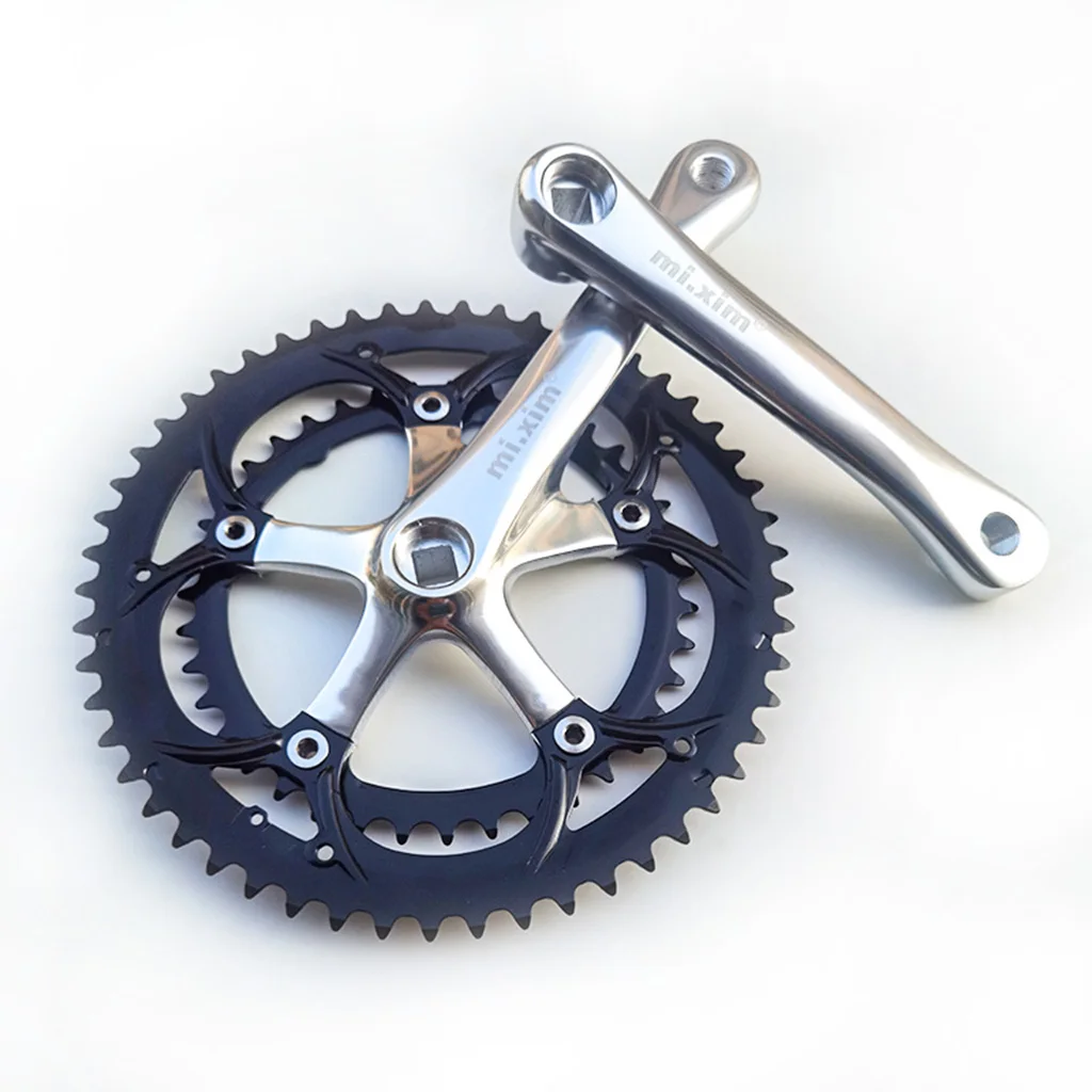 mi.Xim Bike Crankset 39-53T 6-10 Speed Double Chainring 130BCD 165mm Crankarms Cycle Fixed Gear Left Right Crankarms Cassettes