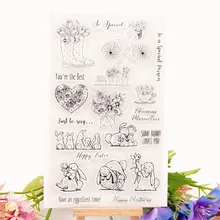 12x20cm adorável coelho boneca transparente silicone borracha clara selos scrapbooking dos desenhos animados/diy natal crianças brinquedos álbum(China)