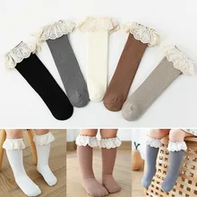 Chaussettes longues pour bébé fille, en coton doux, longueur aux genoux, pour enfants de 0 à 4 ans, nouvelle collection