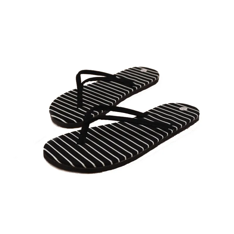 

Summer Beach Flip Flops Sandals Women's Slippers Female Flat Flip Flops Black Stripe Slides Bath Shoes Indoor Outdoor Shoe A40