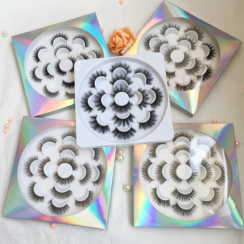 5D Faux Mink Eyelashes 7 Pairs in Flower Lashes tray