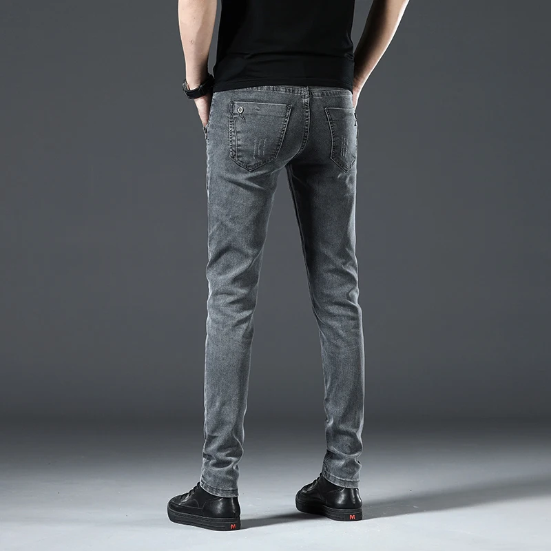 2024 New  Style Men Boutique Denim Jeans High Quality Fashion Casual Solid Pencil Pants Men's Leisure Trousers Size 27-36