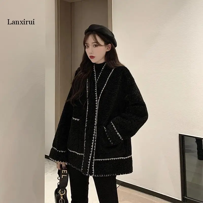 

Autumn And Winter Korean-style New Style Mixed Colors Long Sleeve Graceful Woolen Jacket Women's Tennis Red Retro Loose-Fit
