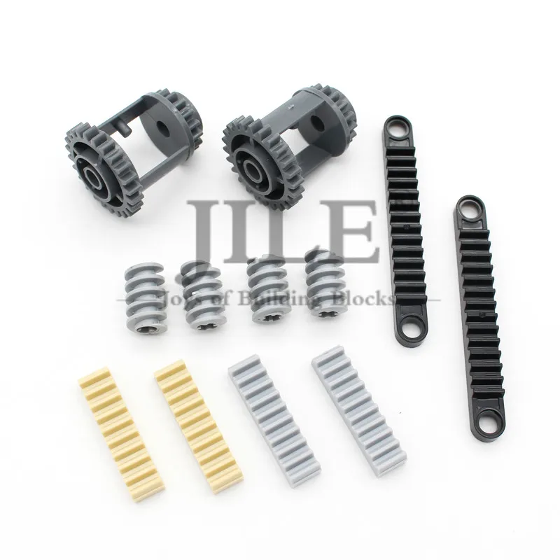 Moc Technology Wheel Gear Parts Set Bulk DIY Building Blocks Bricks Accessories Combination Mechanical with Cross Alxe Science 9