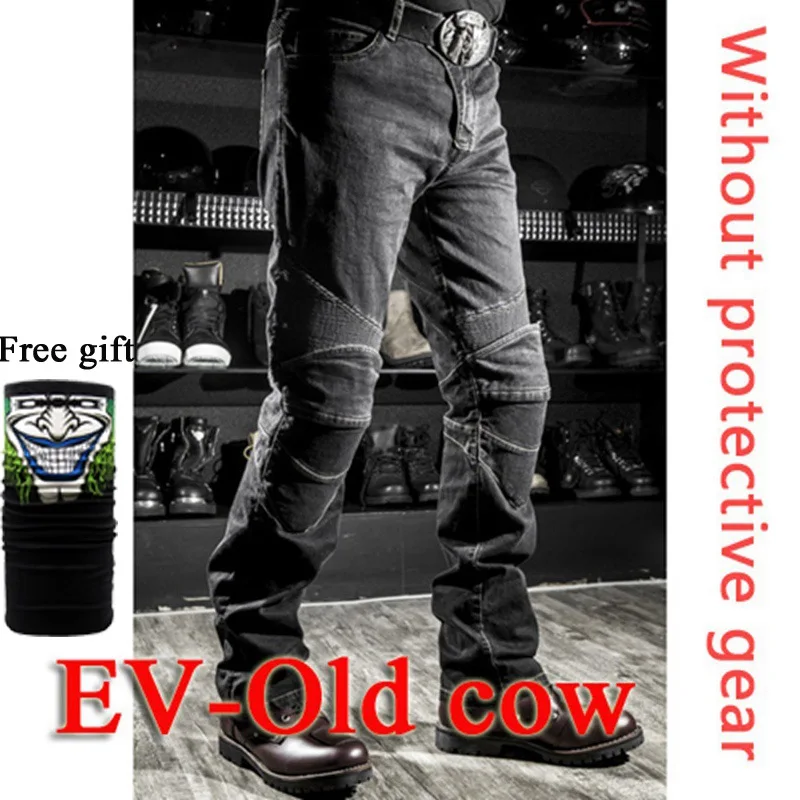 F-EV-Old cow Black O Высокое качество шорты джинсы локомотив с коленом протектор Rider брюки CE gear мотоциклетные шорты досуг культивировать старые джинсы Cow - Цвет: F-EV-Old cow Black O