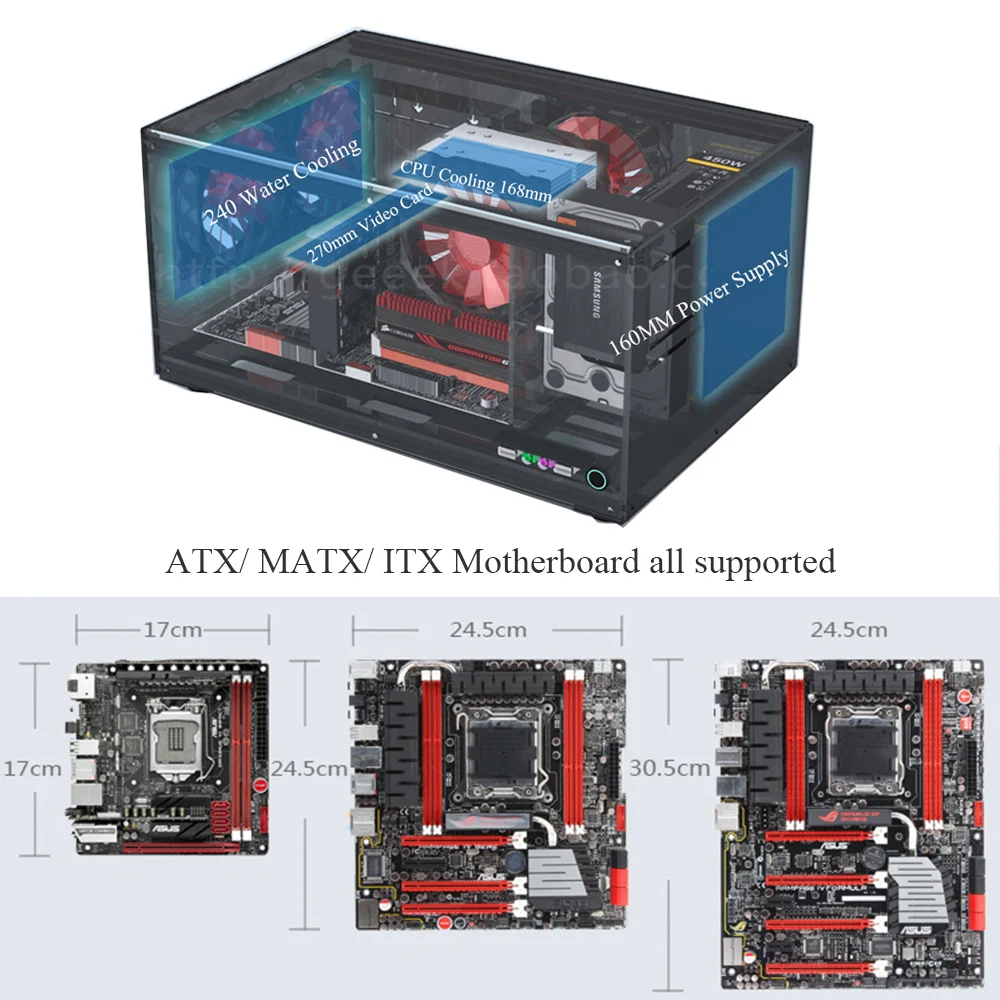 Горизонтальный чехол для компьютера с поддержкой ATX MATX ITX материнская плата