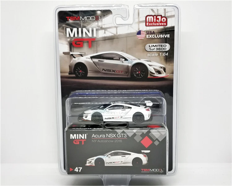 1:64 MINI GT Acura NSX GT3 NY Autoshow mijo USA Exclusive LHD Diecast Model Car