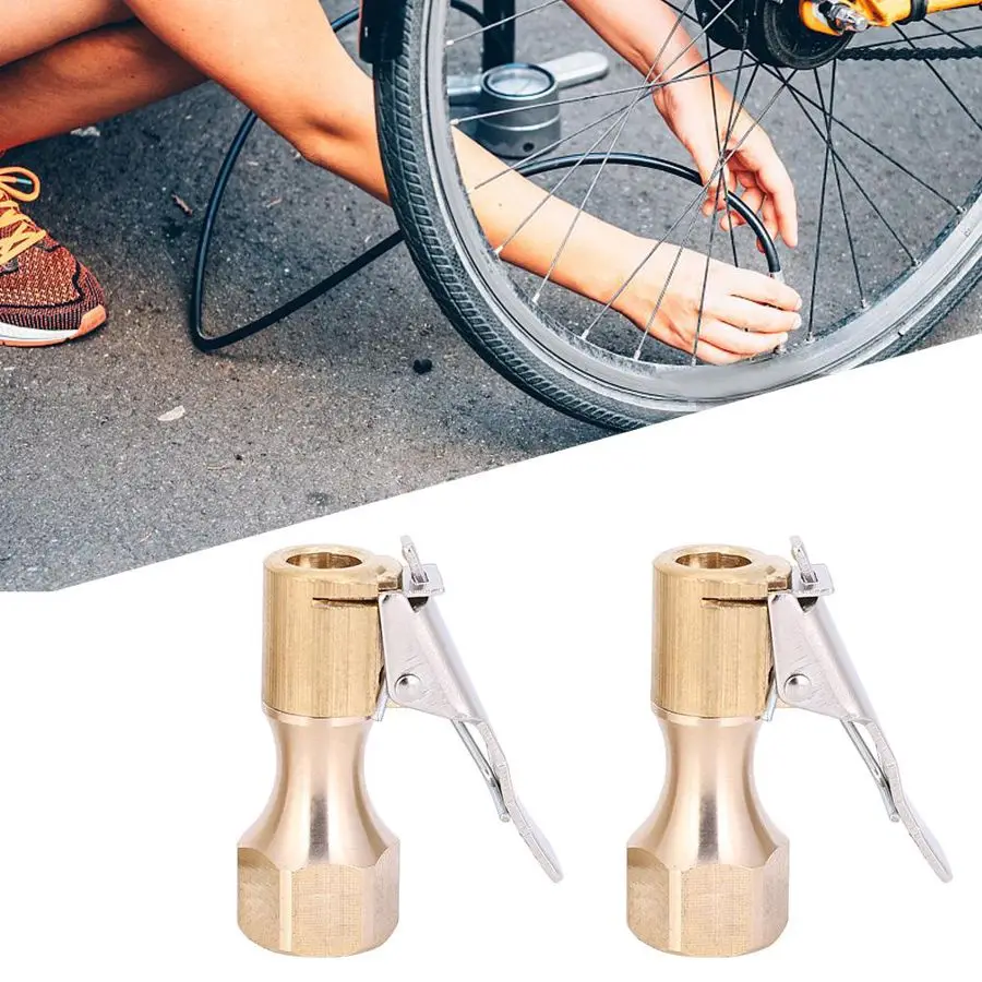

2Pcs 1/4 Inch Air Chuck Internal Thread Pump Nozzle All Copper Clip Air Chuck Valve Clip Connector Bicycles Accessory