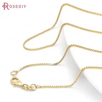 

2PCS 45CM1MM 1.2MM 24K Gold Color Copper with Lobster Clasps Finished Necklace Chains Jewelry Making Supplies Diy Accessories