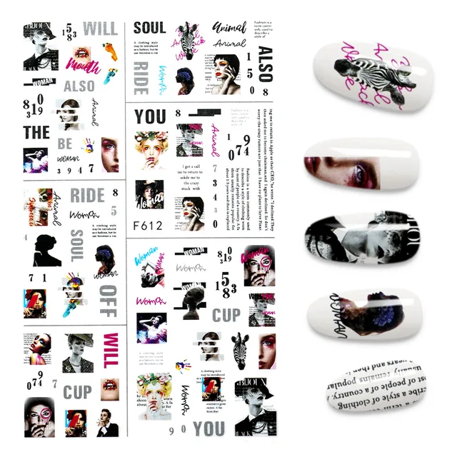 The New 3D Nail Sticker Cool English Letter stickers for nail Foil Love Heart Design Fashion Manicure Stickers A140282