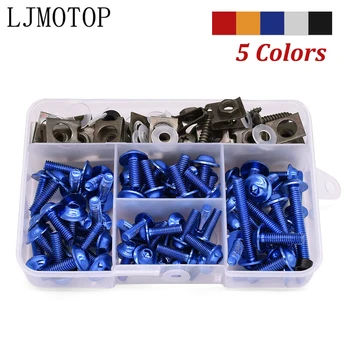 

175pcs Universal Motorcycle Fairing Bolts Screws Nuts Kit Fastener Clips For Kawasaki ZX 6 12 R Z 650 900 800 NINJA 250 300R H2R