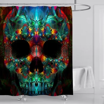 

Digital Printing Halloween shower Curtain dry and Wet Separation Bath Curtain Waterproof and mildew proof partition Bath Curtain