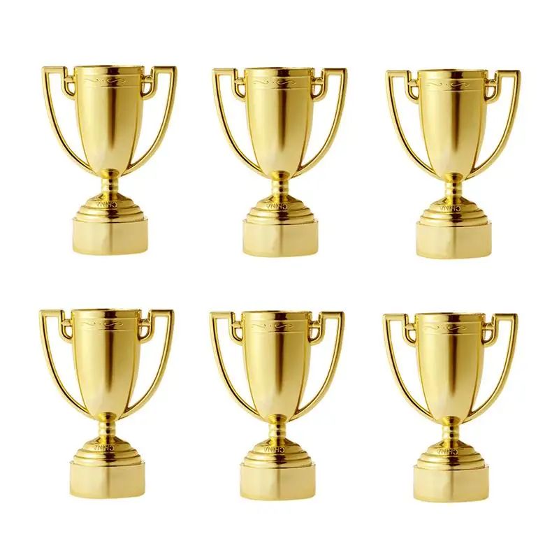 6pcs Practical Plastic Trophy Toy Golden Color Delicate Early Learning Interesting For Kindergarten Institution Novel Toys