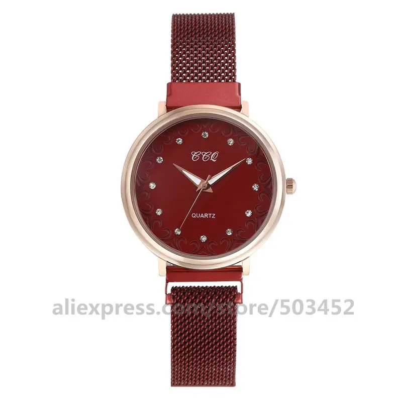 100 шт./лот 920549 CCQ горячая Распродажа простые Reloj Pulsera Mujer магнитные женские часы цветок грациозные женские часы для женщин - Цвет: red