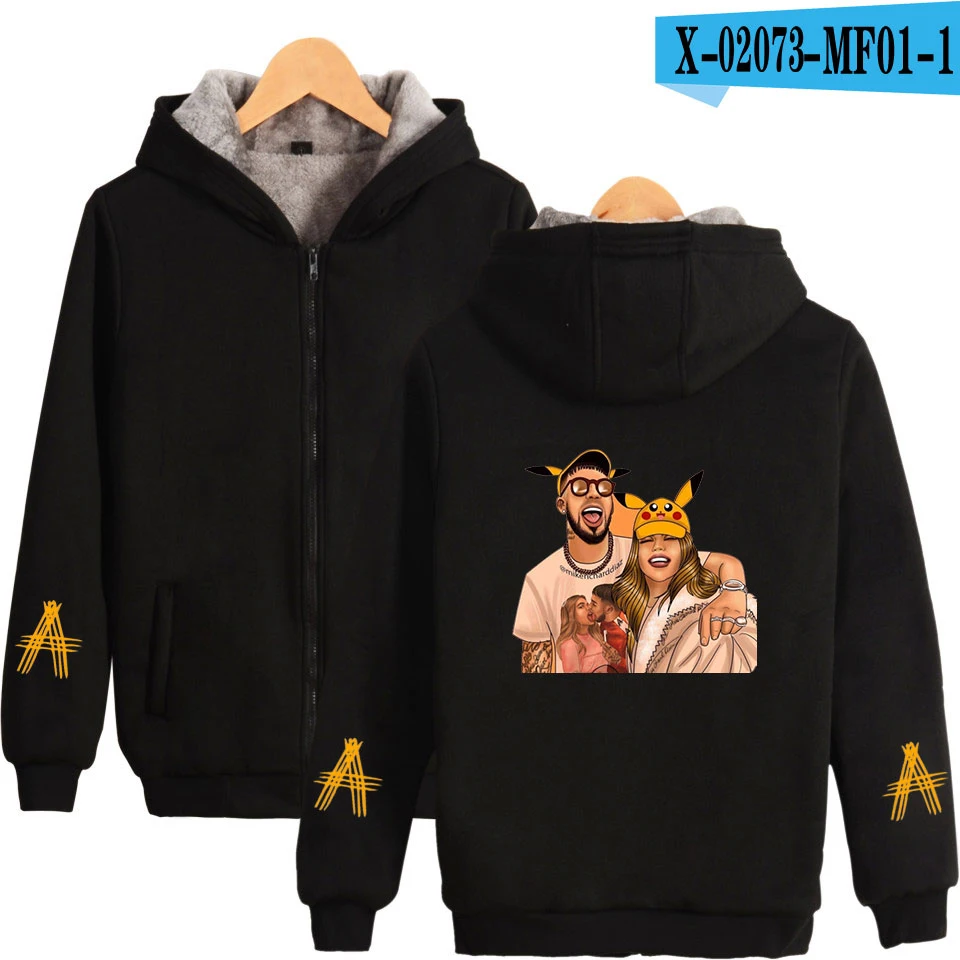 Anuel AA, хип-хоп, настоящий Hasta la Muerte, толстовки на молнии, парки, крутая Мода для мужчин/wo, мужские повседневные Бархатные утепленные толстовки на молнии - Цвет: MF01