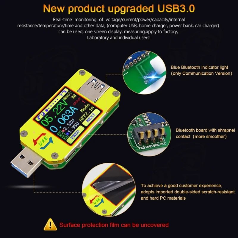 Новинка UM34 UM34C для приложения USB 3,0 type-C испытательный Вольтметр Амперметр Измерение заряда батареи