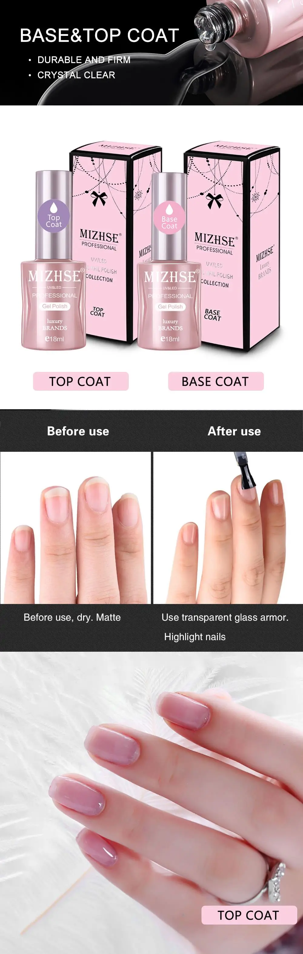 MIZHSE набор топа и гель для базового покрытия лака для ногтей для маникюра гель лак для ногтей защита ногтей УФ светодиодный светильник Замачивание гель лак