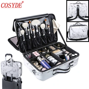 

Female Alligator Makeup Case Leather Professional Cosmetic Case Brushes Make Up Suitcase Women Travel Beautician Cosmetics bag