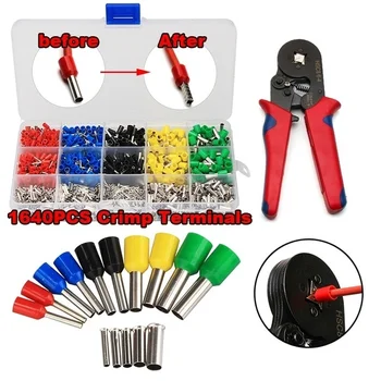 

1640PCS Crimp Terminals Electrical Wire Connectors + 1PCSelf Adjustable Professional Cable Wire Crimper Crimping Pliers
