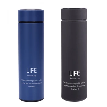 

2 Pcs Stainless Steel Vacuum Bottle Mug Cup Coffee Thermos Travel Insulated Container Blue & Black