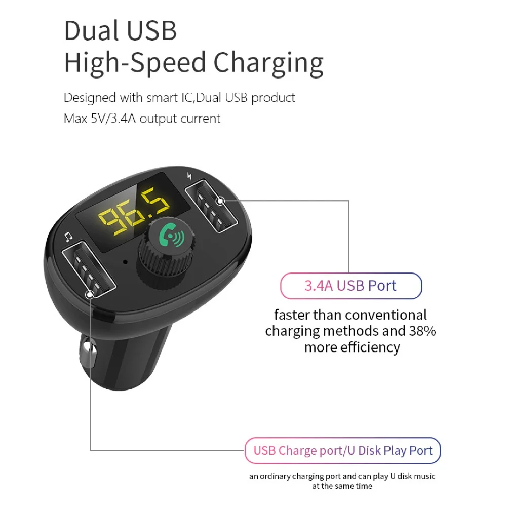 Usb Автомобильное зарядное устройство BT23 беспроводной Bluetooth Handsfree автомобильный fm-передатчик MP3-плеер двойной USB зарядное устройство
