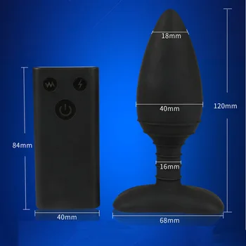 Electric Shock Vibrator E-stim Anal Plug Remote Control Buttplug Vibrating Dildo Anus Dilator Intimate Goods Masturbator 6