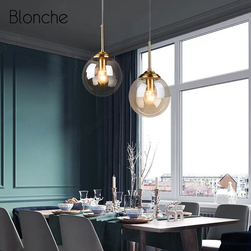 Современная Подвесная лампа Blonche E27, Подвесная лампа, стеклянное Освещение для дома, гостиной, спальни, кухни, Декор, лофт, промышленные светильники