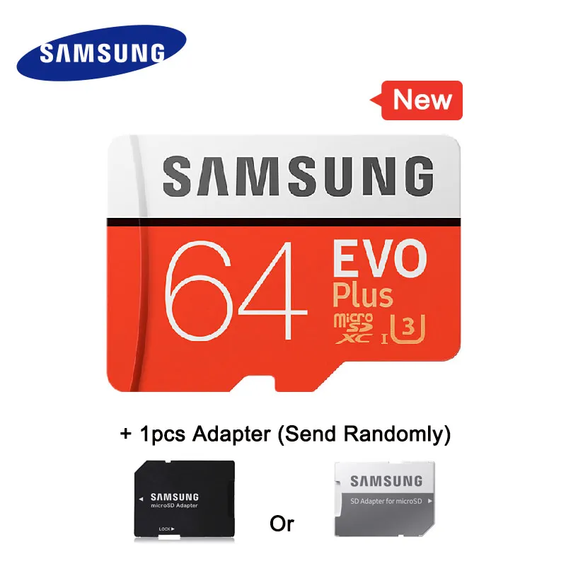 SAMSUNG Micro SD 256 ГБ 128 ГБ 64 ГБ 32 ГБ 16 ГБ EVO Плюс MicroSD Карты Макс 80 М/с C10 Карты памяти SDHC SDXC TF Trans Flash Микро Карты карта памяти микро сд карта памяти для телефона карта памяти micro sd - Емкость: 64GB With Adapter