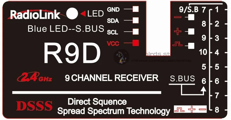 Radiolink DSSS 2.4G R9D 9 channels receiver the upgrand Support S.BUS compatible AT9 and AT10 transmitter for DIY QAV250/ZMR250 |