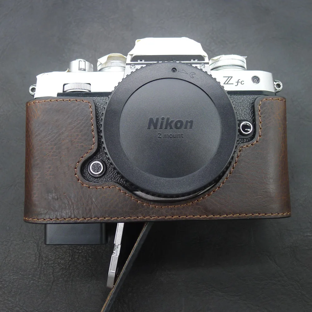Bolsa para Câmera Metade de Corpo para Nikon Z-fc Artesanal Couro Genuíno Zfc - Image 4