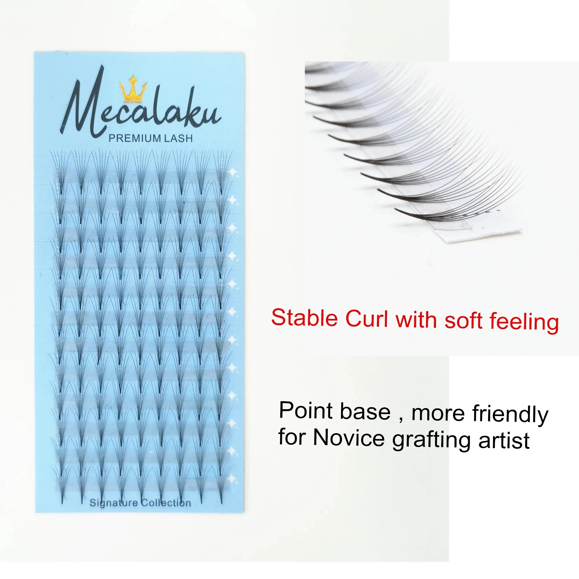 

Mecalaku Pointy Premade Volume Fans Short Stem 2D3D4D5D7D6D10D 0.07mm CD Curl Eyelash Extension Cilios Natural Soft Mink Lashes