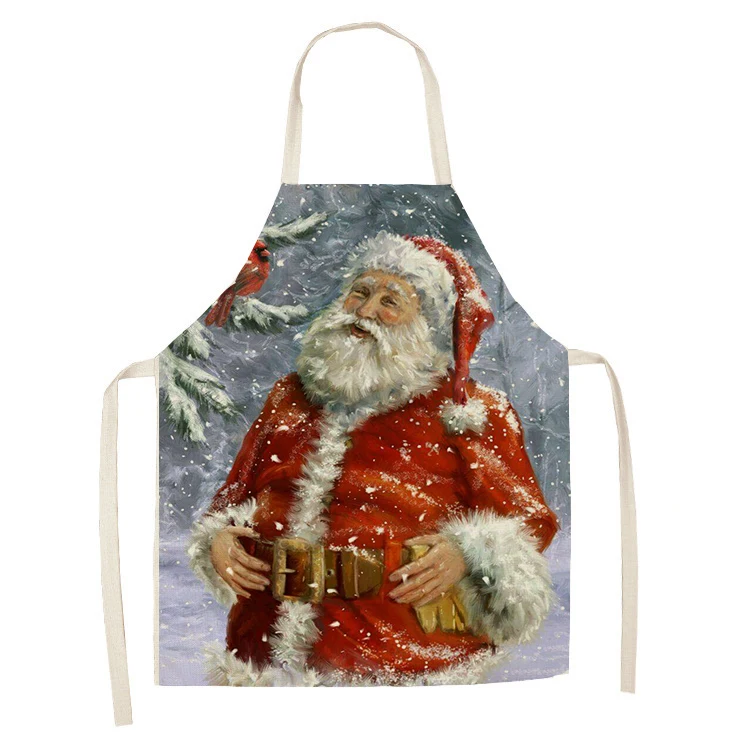 Santa Claus Elk Apron Christmas Gift Aprons for Women Cooking