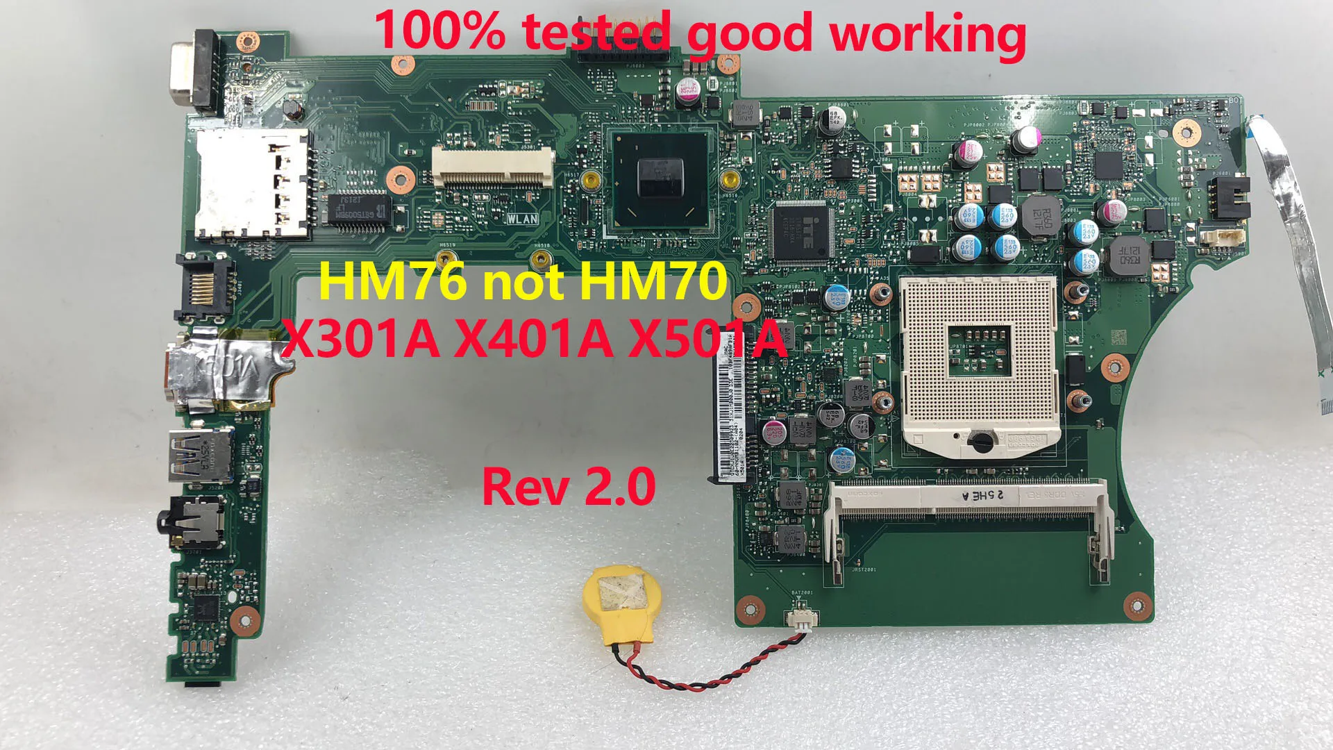 SHELI для ноутбука ASUS X301A X401A X501A Материнская плата ноутбука X401A1 Процессор SLJ8E HM76 Rev 2,0 материнская плата Протестировано