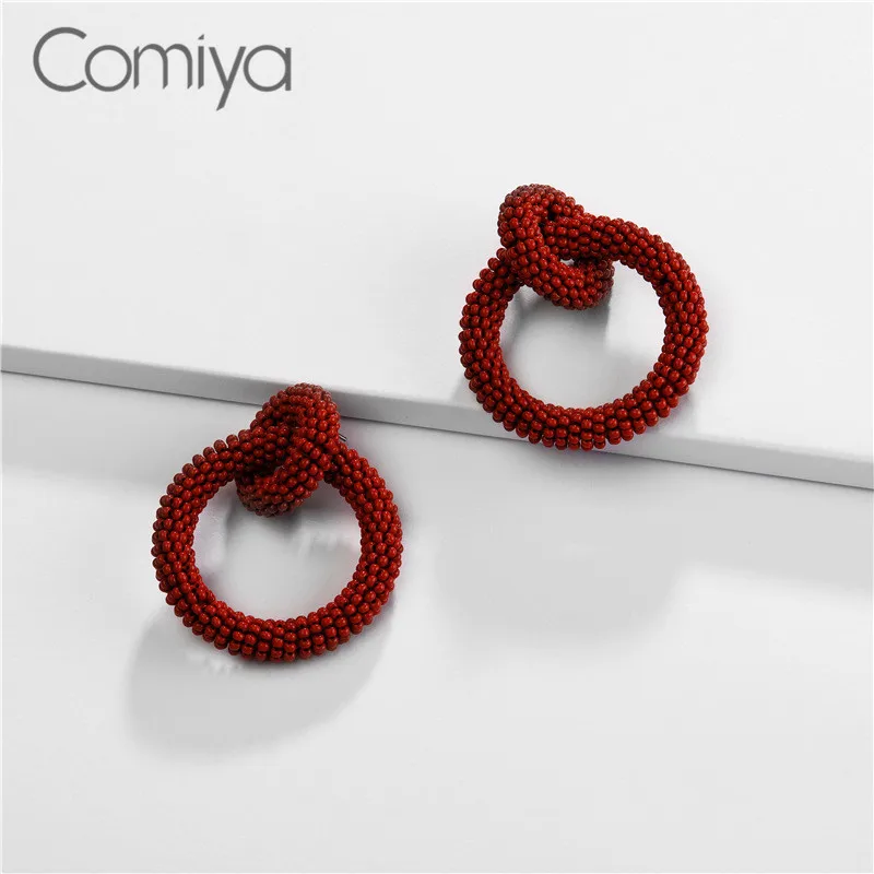 Comiya Висячие серьги для женщин, золотой цвет, цинковый сплав, акриловые бусины, аксессуары, висячие серьги, индийские ювелирные изделия, круги, Brincos