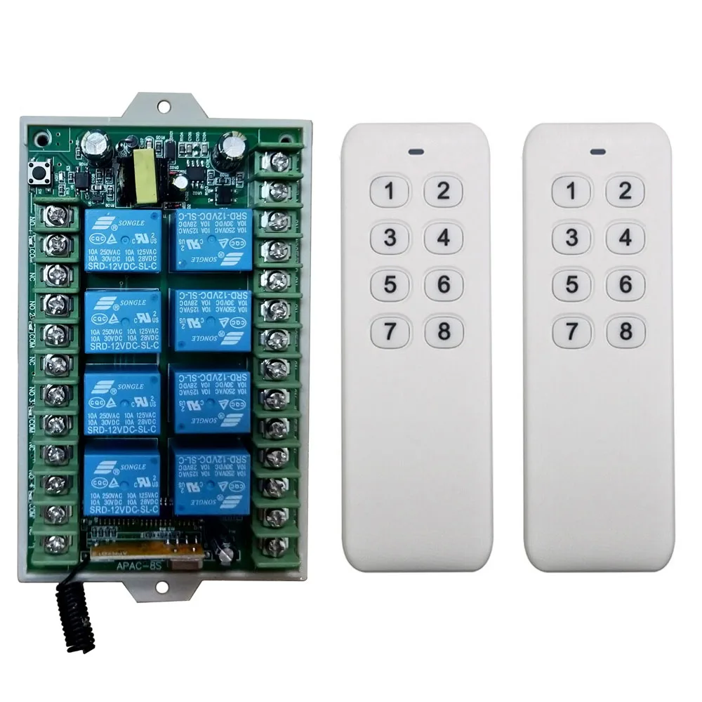 

AC 220V 10A 8 CH 8CH RF Wireless Remote Control Switch System Radio Receiver Module remote control Transmitter 315 / 433 MHz