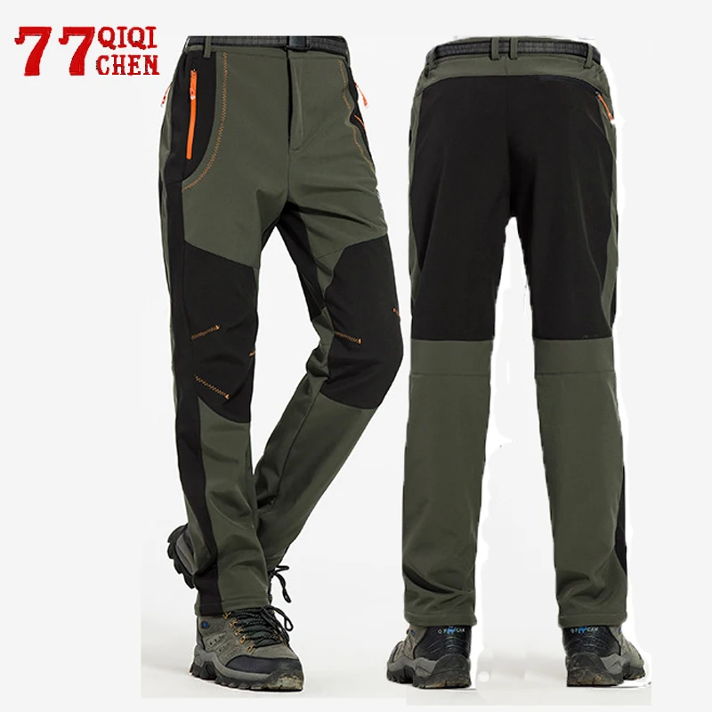 Men's Warm Winter Softshell Pant Fleece Outdoor Cargo Pants Men