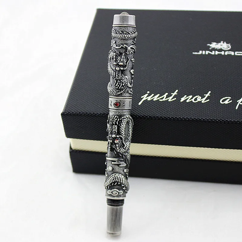Jinhao двойной играющий Дракон шариковая авторучка Средний Medium 0,5 мм 3D схема тиснения металлические чернильные ручки для письма коллекция