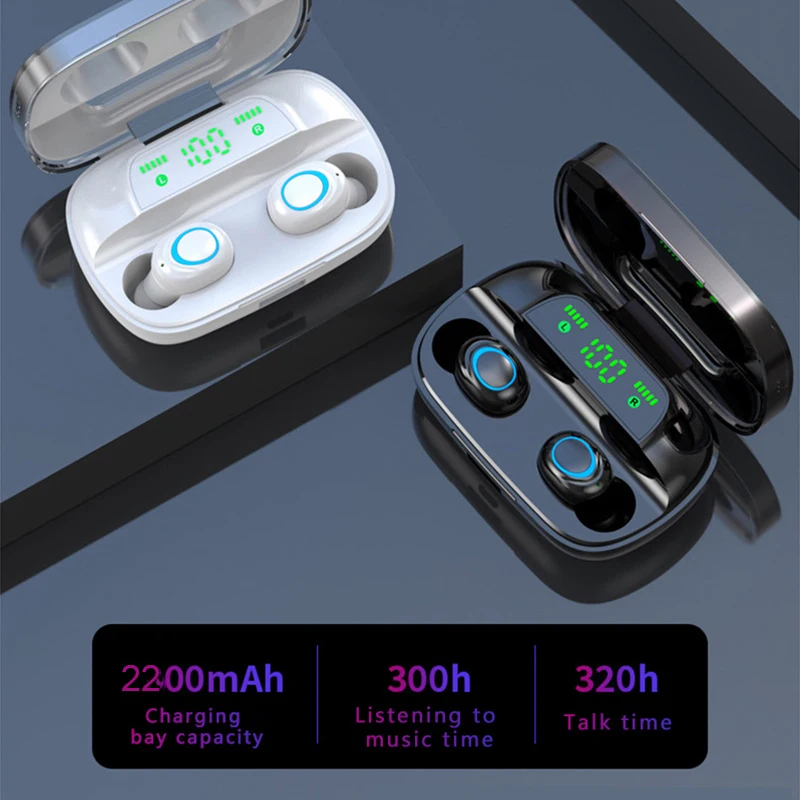 TWS Bluetooth наушники 8D Беспроводные стереонаушники с сенсорным управлением мини наушники Беспроводная гарнитура с микрофоном 2200 мАч для телефона