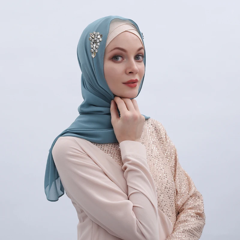 Hijabs мусульманский исламский шарф шарфы для женщин длинный подшарф Moslima сплошной