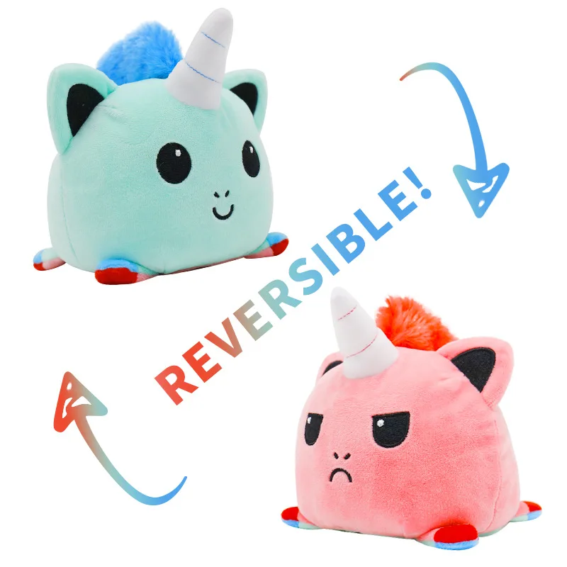 Reversible Unicorn Plush Toys With Two-sided Mood
