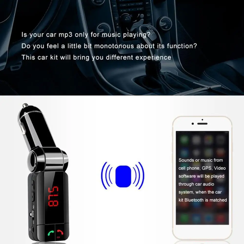 BC06S автомобильный Bluetooth автомобильный fm-передатчик Автомобильный MP3 двойной USB Автомобильное зарядное устройство Bluetooth плеер