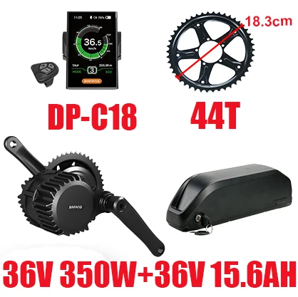 8fun, фара для электровелосипеда в Conversion Kit 36V 350W Bafang середине приводной двигатель с Батарея е-байка 36В 15.6ah электрический велосипед комплект BBS01 BBS01B набор инструментов двигателя - Цвет: C1836V350W44T15.6AH